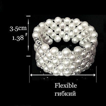 Wedding Bridal Jewelry Set String of Pearls Prom Silver Color Crystal Bracelet Necklace Earrings for Women jewellery sets