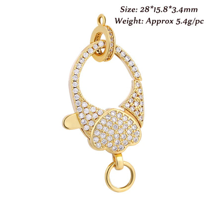 Juya DIY Jewelry Accessories Gold Zirconia Clasps Bracelets Connectors For Handmade Jewellery Makings