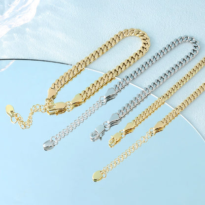 14K Gold Plated Flat Curb Link Ankle Bracelets Ladies Jewelry Gift Beach Summer Waterproof Chunky Cuban Chain Anklet for Women