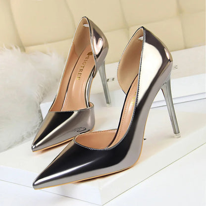 18188-1 Trendy High Heels Shoes for Women Slip-On Pointed Toed Shallow Mouth Stiletto Office Heels Pump Wedding Shoes for Bride