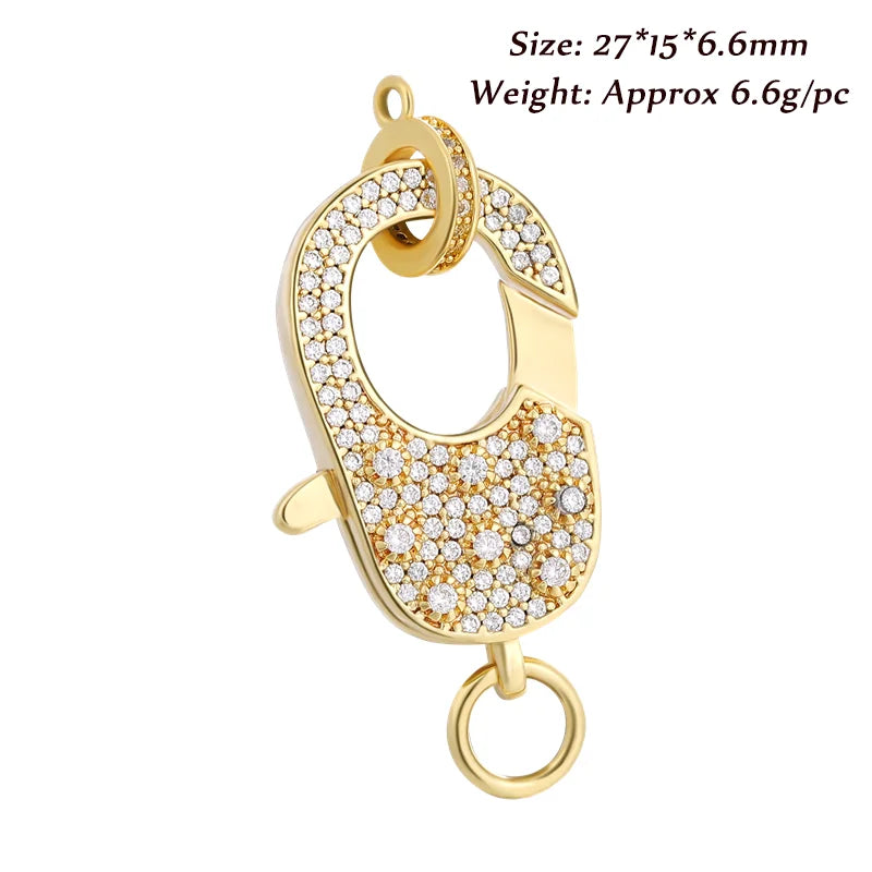 Juya DIY Jewelry Accessories Gold Zirconia Clasps Bracelets Connectors For Handmade Jewellery Makings