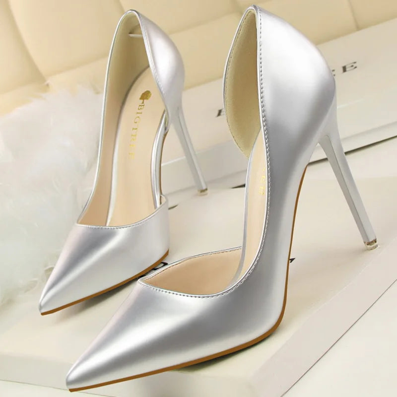 Candy Color Thin High Heels Pumps Shoes Woman Side Empty Stilettos Women Heels Shoes Party Office Wedding Shoes for Lady WSH4117
