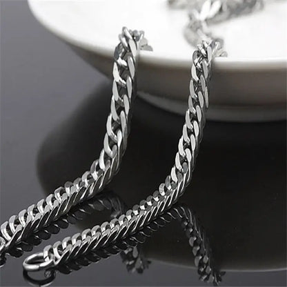 Popular Double Linked 4 Side Polished Stainless Steel Thick Cuban Chain Necklace