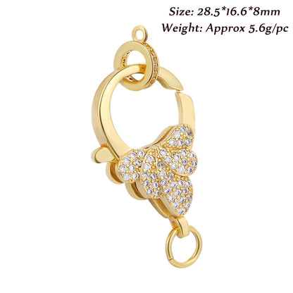 Juya DIY Jewelry Accessories Gold Zirconia Clasps Bracelets Connectors For Handmade Jewellery Makings