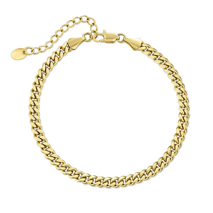14K Gold Plated Flat Curb Link Ankle Bracelets Ladies Jewelry Gift Beach Summer Waterproof Chunky Cuban Chain Anklet for Women