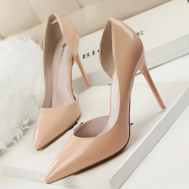 Candy Color Thin High Heels Pumps Shoes Woman Side Empty Stilettos Women Heels Shoes Party Office Wedding Shoes for Lady WSH4117