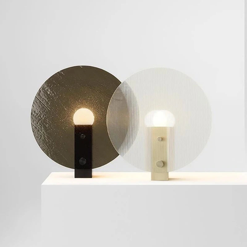 Modern Simple Round Disk Black White Glass  for Bedroom Living Room Restaurant Table Lamp