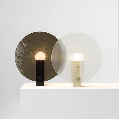 Modern Simple Round Disk Black White Glass  for Bedroom Living Room Restaurant Table Lamp