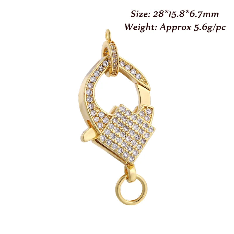 Juya DIY Jewelry Accessories Gold Zirconia Clasps Bracelets Connectors For Handmade Jewellery Makings