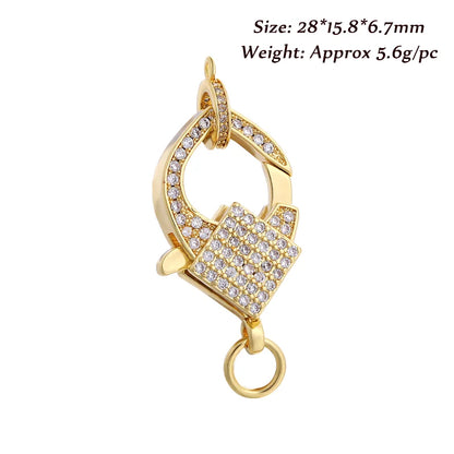 Juya DIY Jewelry Accessories Gold Zirconia Clasps Bracelets Connectors For Handmade Jewellery Makings