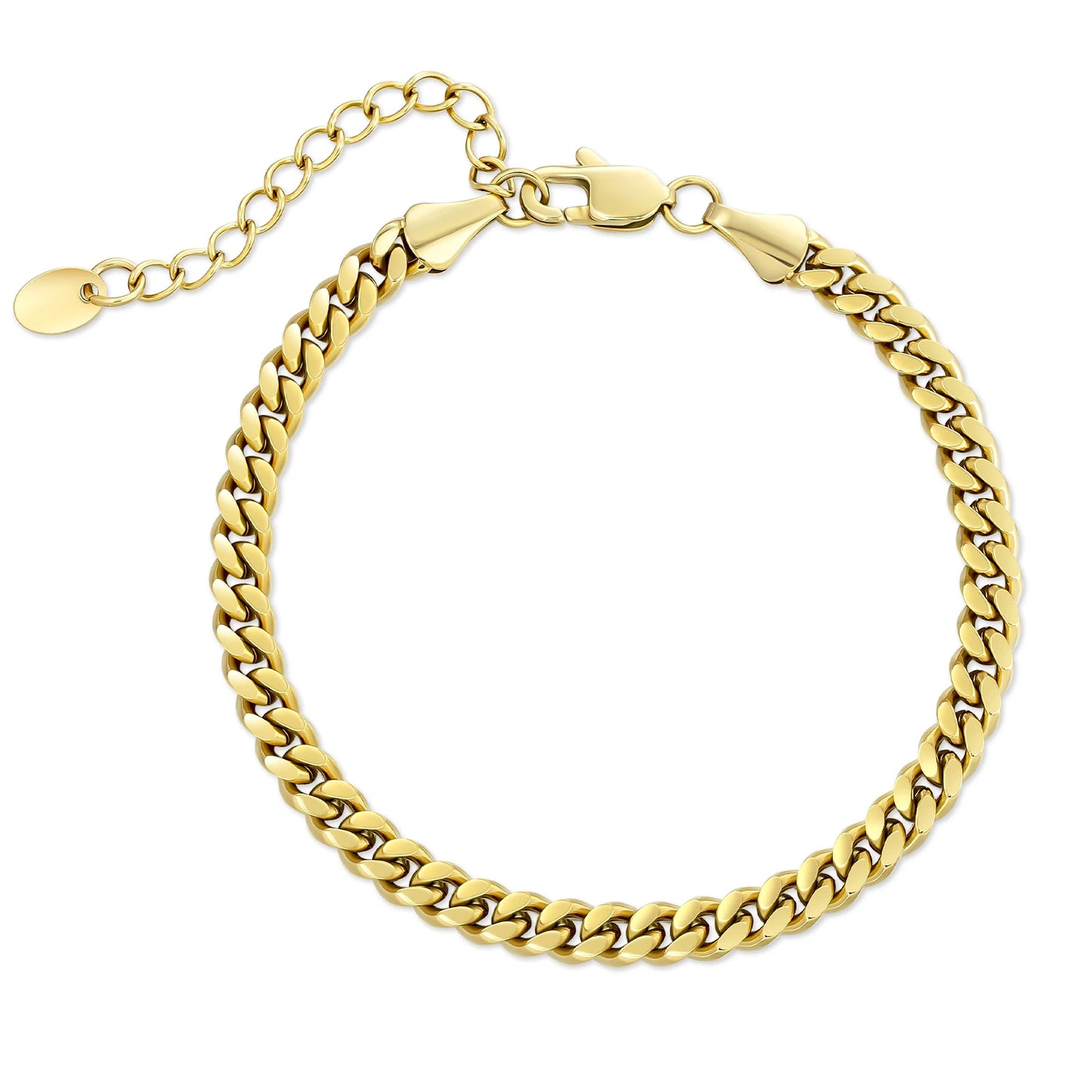 14K Gold Plated Flat Curb Link Ankle Bracelets Ladies Jewelry Gift Beach Summer Waterproof Chunky Cuban Chain Anklet for Women