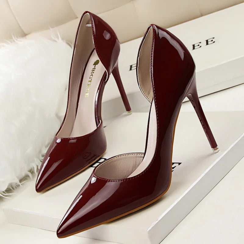 Candy Color Thin High Heels Pumps Shoes Woman Side Empty Stilettos Women Heels Shoes Party Office Wedding Shoes for Lady WSH4117