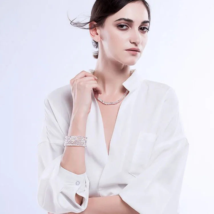 Ins Beaded Simple Flash Bracelet Square/ Crystal Bracelet Exquisite Luxury Fashion Girlfriends NewBracelet Female Fresh Style