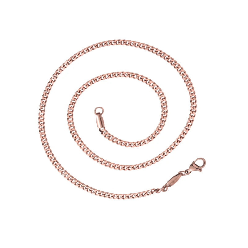 SC013  3mm Stainless Steel Cuban Link Chain Hip Hop Chain Necklace