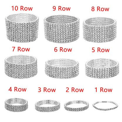 1 Pcs Shiny Bracelet for Women Crystal Rhinestone Stretch Bracelet Bangle Wristband Elastic Wedding Bridal Jewelry