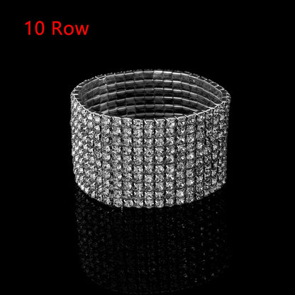 1 Pcs Shiny Bracelet for Women Crystal Rhinestone Stretch Bracelet Bangle Wristband Elastic Wedding Bridal Jewelry