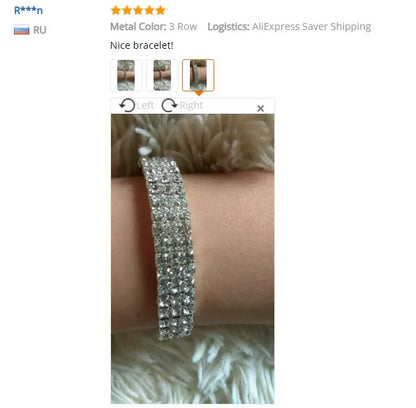 1 Pcs Shiny Bracelet for Women Crystal Rhinestone Stretch Bracelet Bangle Wristband Elastic Wedding Bridal Jewelry
