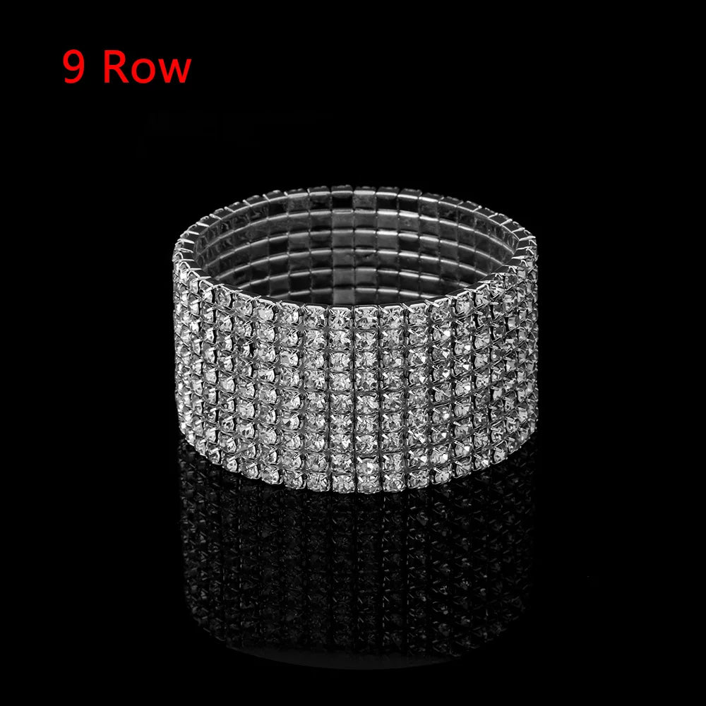 1 Pcs Shiny Bracelet for Women Crystal Rhinestone Stretch Bracelet Bangle Wristband Elastic Wedding Bridal Jewelry