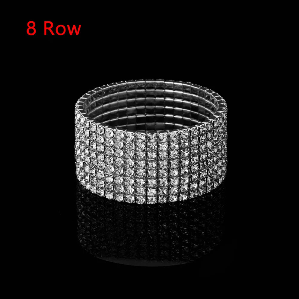1 Pcs Shiny Bracelet for Women Crystal Rhinestone Stretch Bracelet Bangle Wristband Elastic Wedding Bridal Jewelry