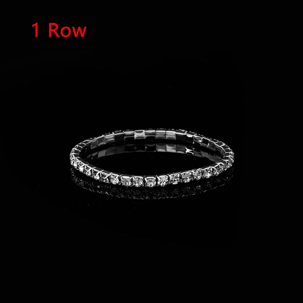 1 Pcs Shiny Bracelet for Women Crystal Rhinestone Stretch Bracelet Bangle Wristband Elastic Wedding Bridal Jewelry