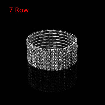 1 Pcs Shiny Bracelet for Women Crystal Rhinestone Stretch Bracelet Bangle Wristband Elastic Wedding Bridal Jewelry