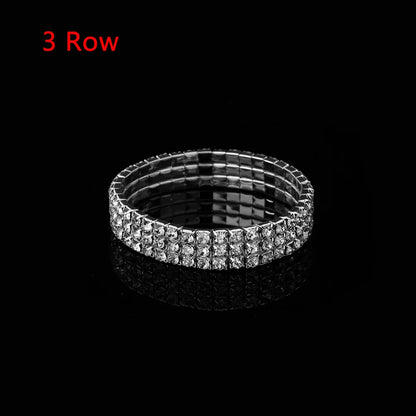1 Pcs Shiny Bracelet for Women Crystal Rhinestone Stretch Bracelet Bangle Wristband Elastic Wedding Bridal Jewelry