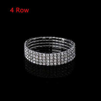 1 Pcs Shiny Bracelet for Women Crystal Rhinestone Stretch Bracelet Bangle Wristband Elastic Wedding Bridal Jewelry