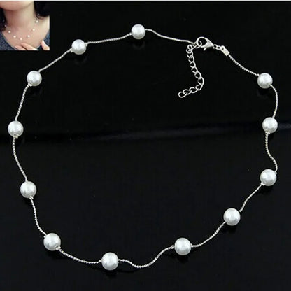 N981 Womens Jewellery Colliers Chain Simulated Pearls Necklace Bridal Jewelry Necklaces Female White Wedding Gifts Collares