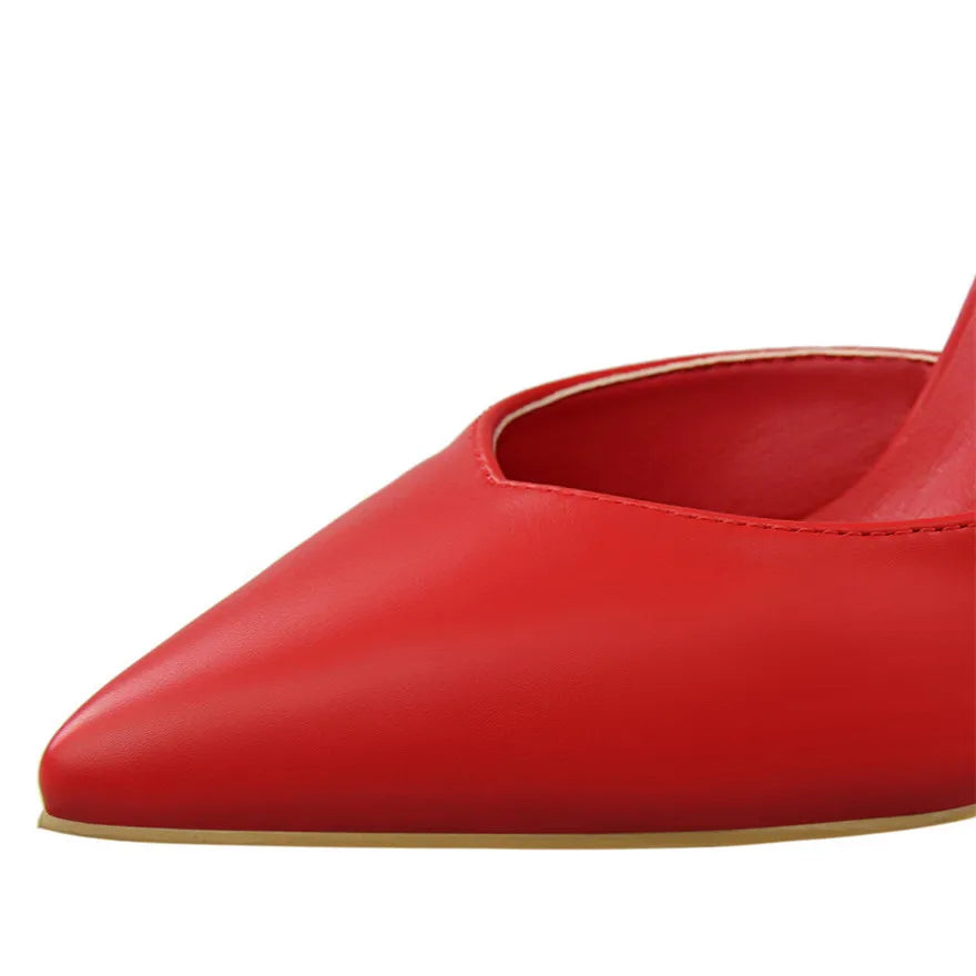 Soft PU Leather Show Thin Women Pumps Shallow Spring High Heels Pointed Toe Side Cut-Outs Ladies Party Shoes Office Fashion