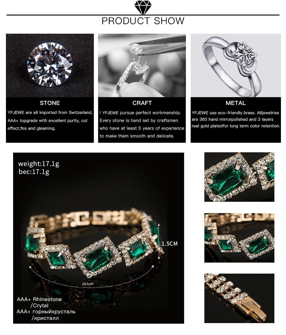 YFJEWE New Fashion Women Charm Bracelets & Bangles Best Sell Wholesale Crystal Jewelry For Dress  Wedding Christmas Gifts B008