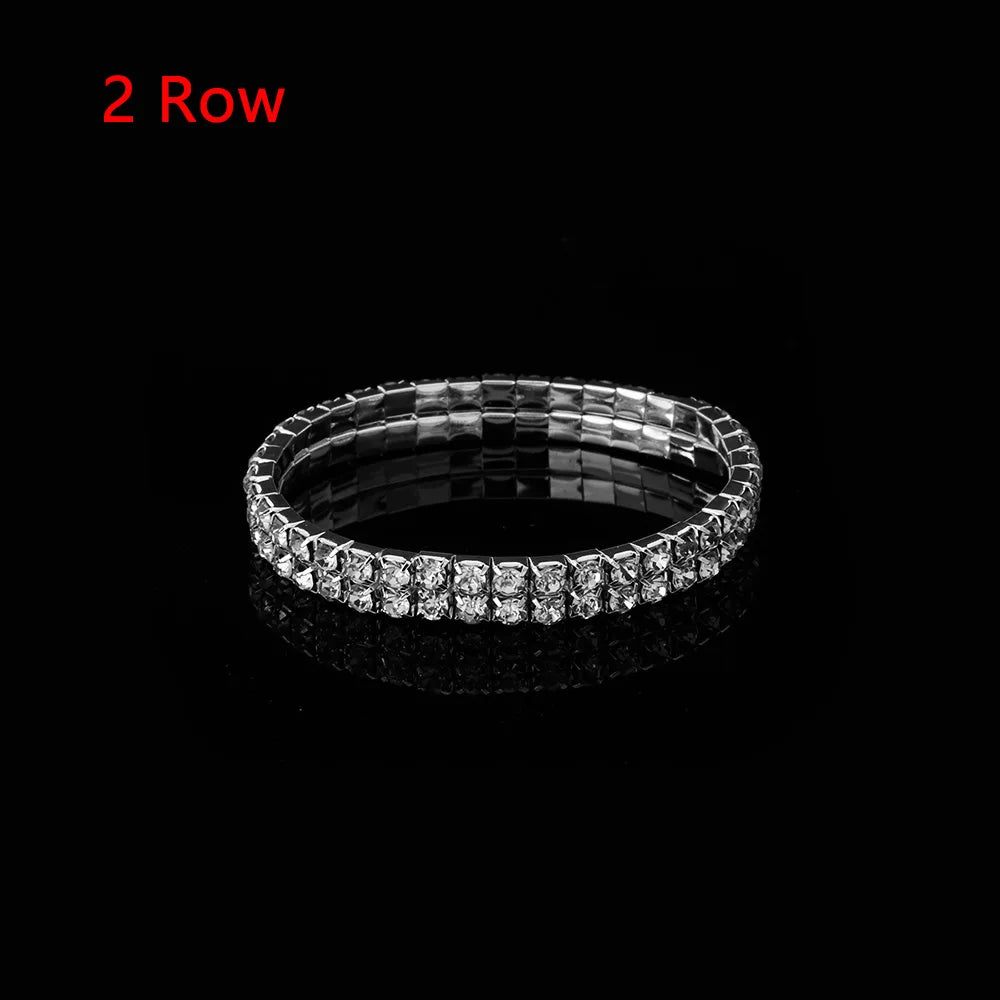 1 Pcs Shiny Bracelet for Women Crystal Rhinestone Stretch Bracelet Bangle Wristband Elastic Wedding Bridal Jewelry