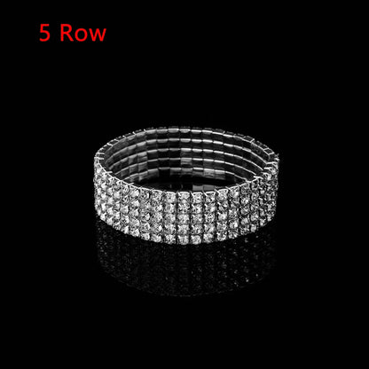1 Pcs Shiny Bracelet for Women Crystal Rhinestone Stretch Bracelet Bangle Wristband Elastic Wedding Bridal Jewelry