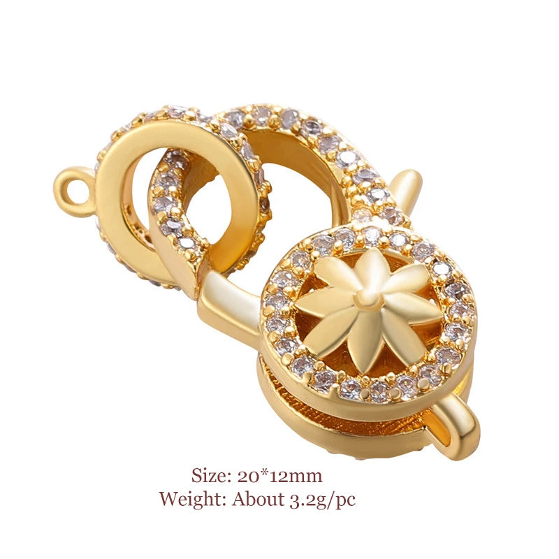 Juya DIY Jewelry Accessories Gold Zirconia Clasps Bracelets Connectors For Handmade Jewellery Makings
