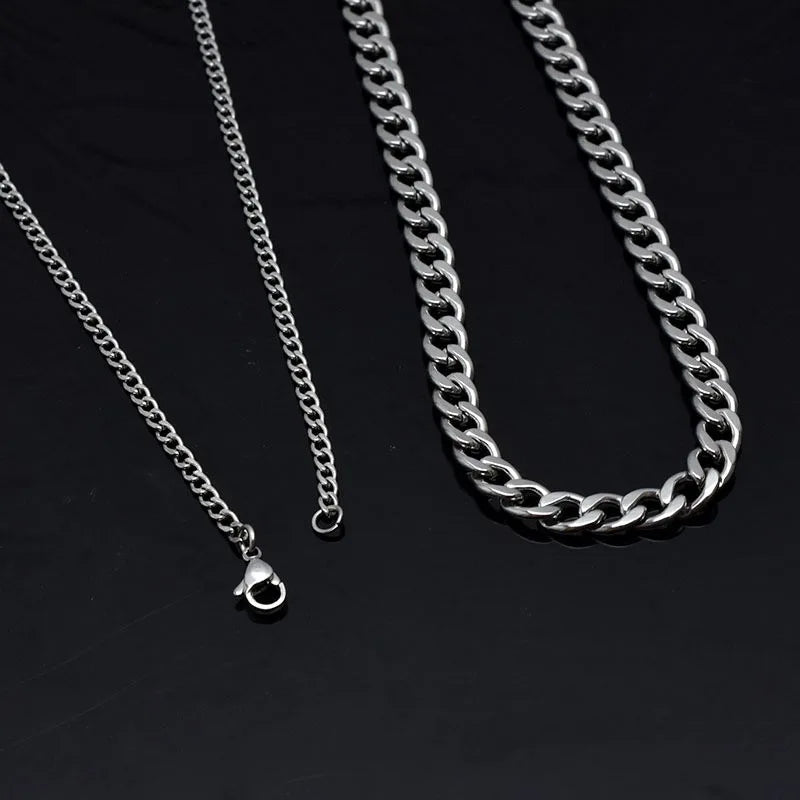Classic Retro Fashion Necklace New Stainless Steel Two-Sided Ground Hip-Hop Style Vacuum Necklace