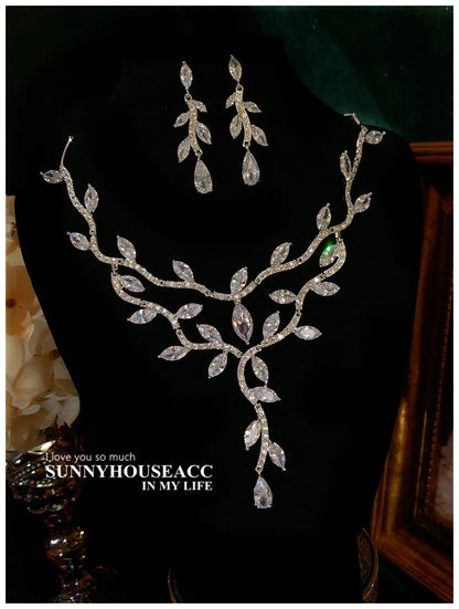 Fine Jewelry Sets For Women S925 Sterling Necklace Top Quality Floral Design Earrings Shinning Party Wedding Accessories Set