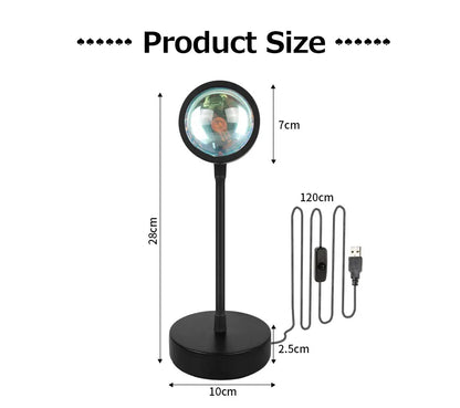 LED Sunset Lamp Nightlights USB Projector Birthday Party Decoration Mood Lights For Bedroom Living Room Wall Photography