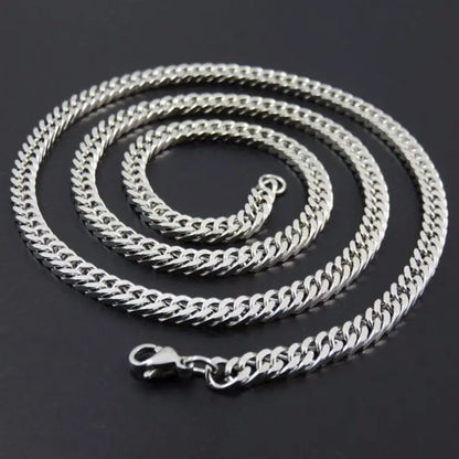 Popular Double Linked 4 Side Polished Stainless Steel Thick Cuban Chain Necklace