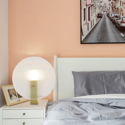 Modern Simple Round Disk Black White Glass  for Bedroom Living Room Restaurant Table Lamp