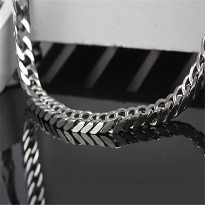 Popular Double Linked 4 Side Polished Stainless Steel Thick Cuban Chain Necklace