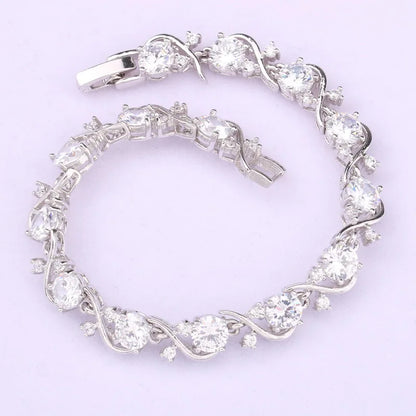 Natural White Pearl Necklace Set For Women Zircon Jewellery Sets Bracelet Earrings Rings Wedding Gift