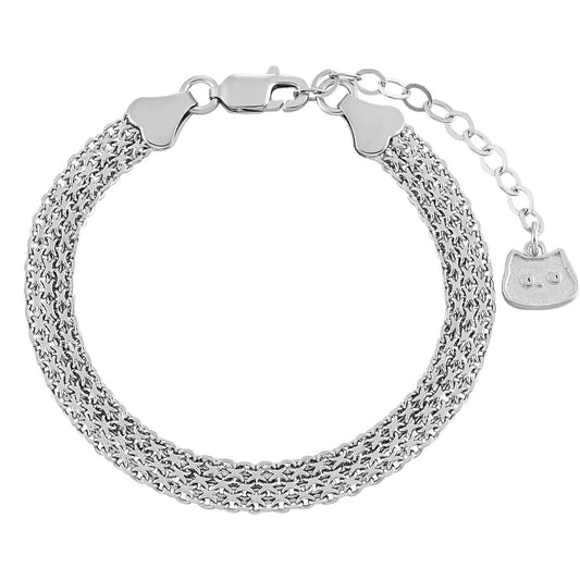 Wholesale Snake Bone Chain Bracelet 925 Sterling Silver Cat Pendant Fashion 18K White Gold Plated  Bracelet Women Girls