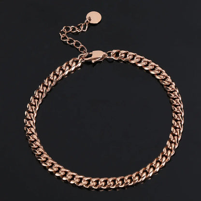 Hip Hop Gold Anklets Stainless Steel Cuban Link Chain 18K Gold Plated Anklets