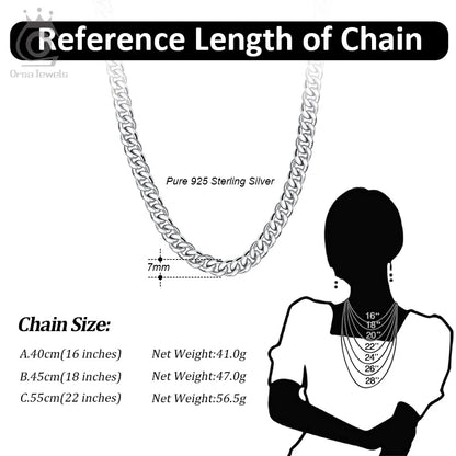 ORSA JEWELS 925 Sterling Silver Basic Punk Necklace for Men Women Curb Cuban Link Chain Chokers Vintage Punk Boy Male Gifts SC37
