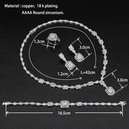 Bridal jewelry set, ladies' earrings and necklace set, rhinestone and crystal wedding jewelry set, 3 pieces of gifts