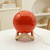 Modern Round Ball Soft Glow Wooden Stand Base Lamp Cute Kids Room Decor Light Cream Style Bedroom Desktop Ambient Lamp