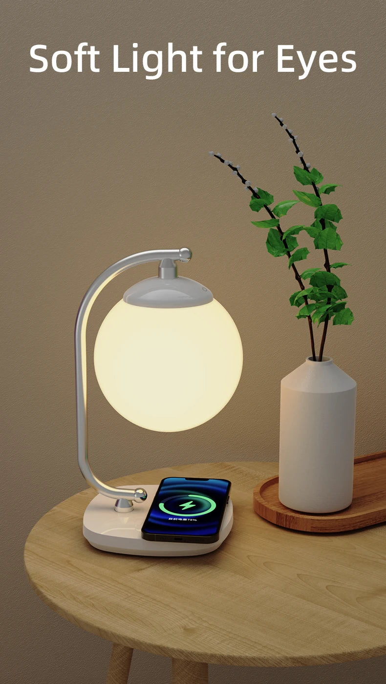 Modern Glass Globe Table Lamp Round Nightstand Lamp with Metal Base Brass Finished Modern Minimalist Spherical Glass Desk Lamp