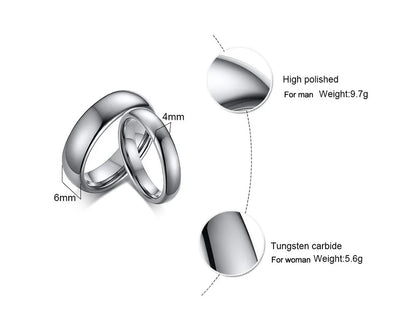 Vnox Anti Scratch Tungsten Wedding Rings for Women Men Simple Classic Wedding Bands for Couples Basic Jewelry