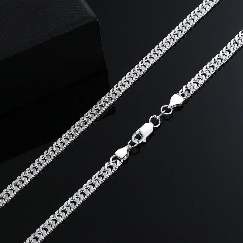 Sterling Silver 925 Chain Jewelry 1mm 1.5mm Rhodium Gold Plate Laminated Miami Cuban Link Chain Necklace for Men Women