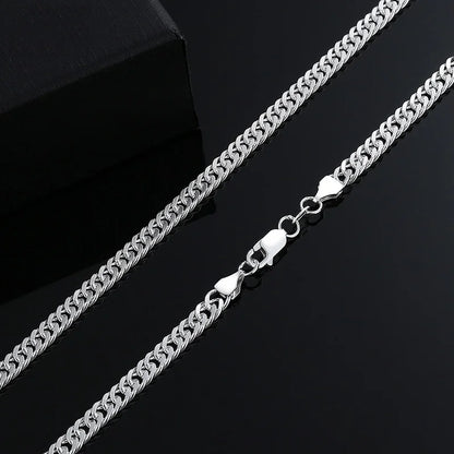 Sterling Silver 925 Chain Jewelry 1mm 1.5mm Rhodium Gold Plate Laminated Miami Cuban Link Chain Necklace for Men Women