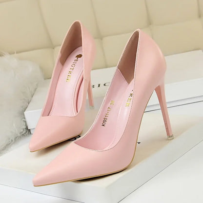 New Women Slippers Korean Fashion Simple Shallow Pointed Mouth Thin High Heel Sandals Mature Women Sandals